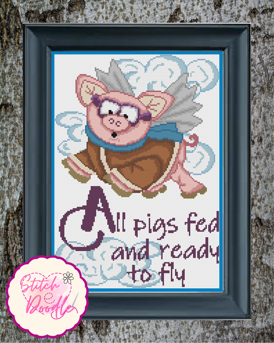 Cross Stitch Chart - All Pigs Fed - Digital Download