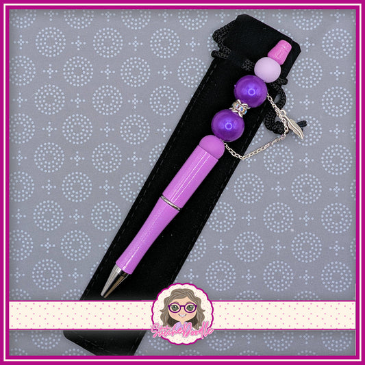 Precious Collection - Purple Feather - Handmade Beaded Pen - With Velvet Pouch
