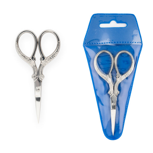 Nickel Floral Embroidery Scissors - 9.5cm - Silver Tone