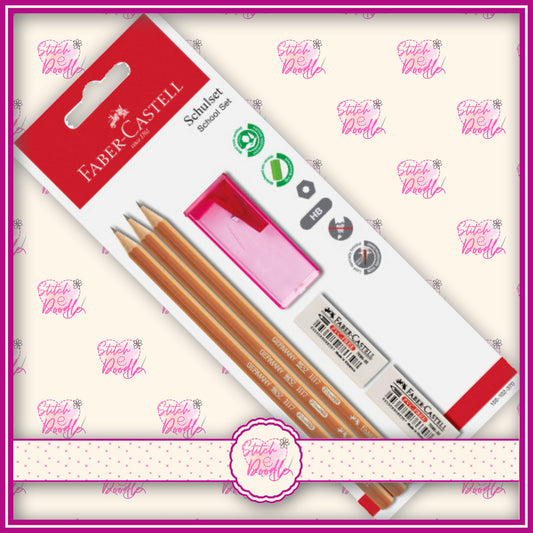 Faber-Castell Graphite Pencil x 3 & Sharpener & 2 Erasers