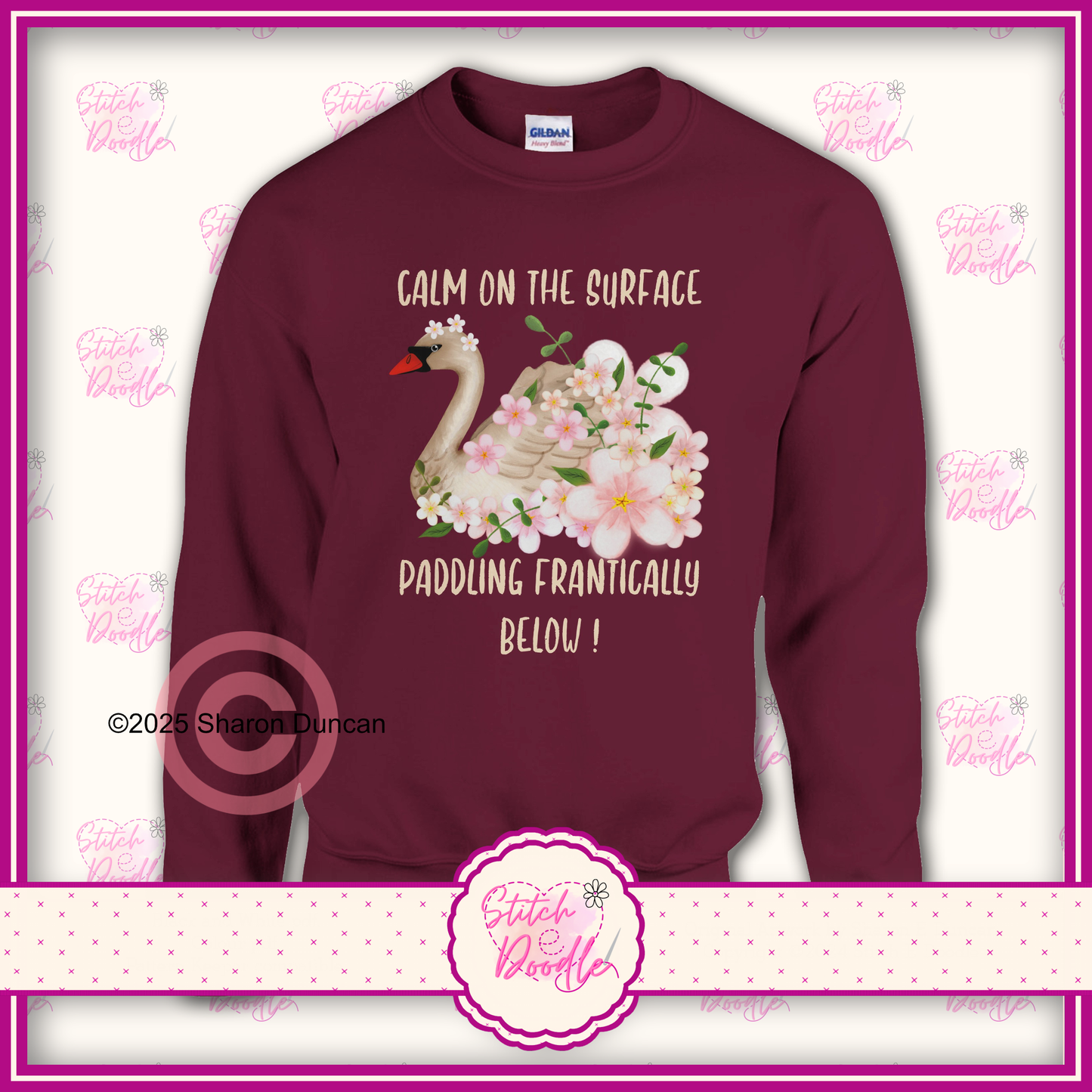 Elegant Swan 'Calm on the surface ... ' Classic Unisex Crewneck Sweatshirt.  50/50 Cotton/Polyester