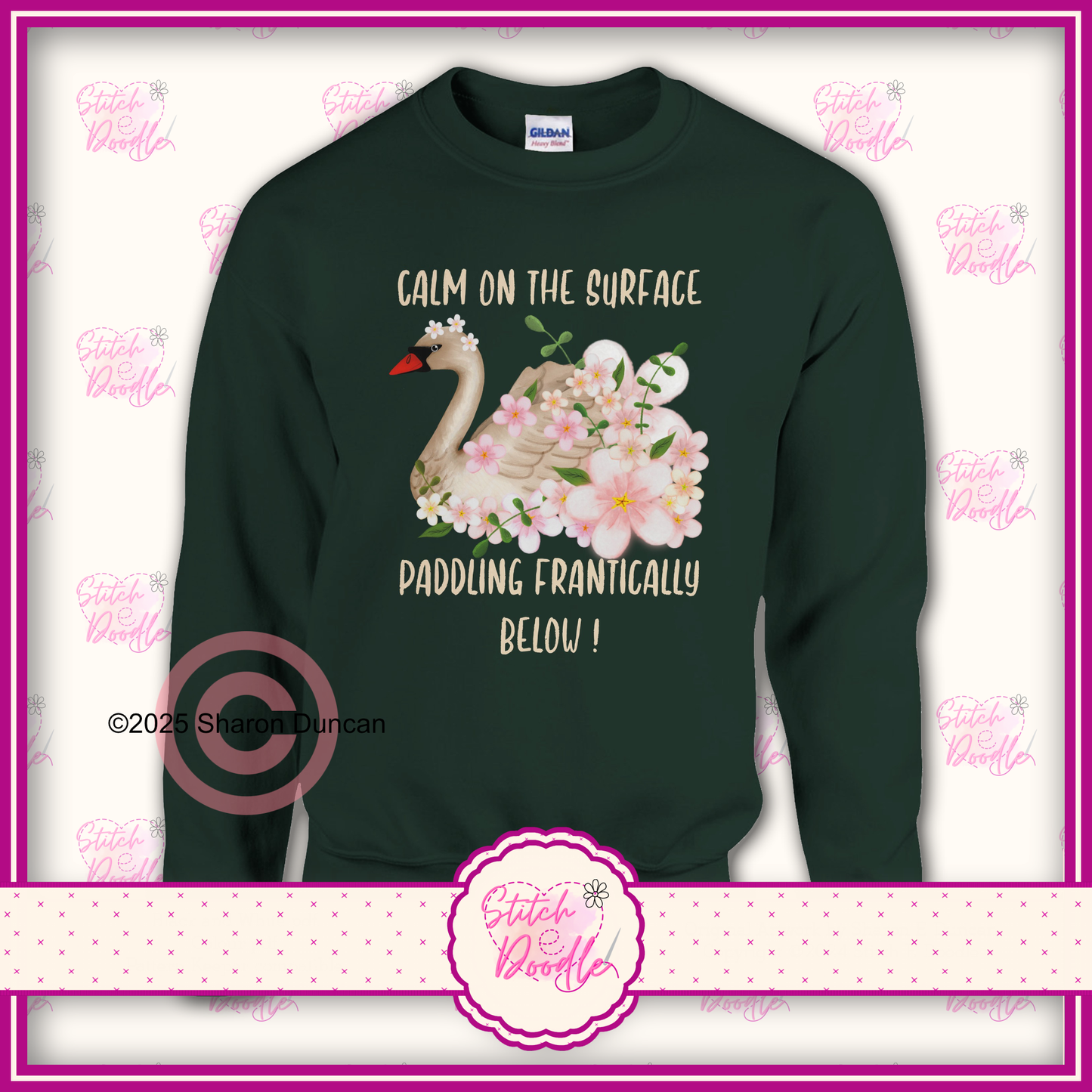 Elegant Swan 'Calm on the surface ... ' Classic Unisex Crewneck Sweatshirt.  50/50 Cotton/Polyester