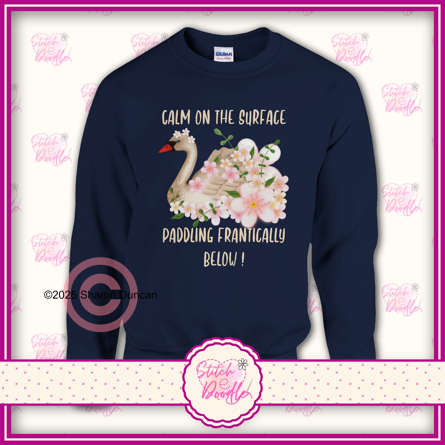 Elegant Swan 'Calm on the surface ... ' Classic Unisex Crewneck Sweatshirt.  50/50 Cotton/Polyester