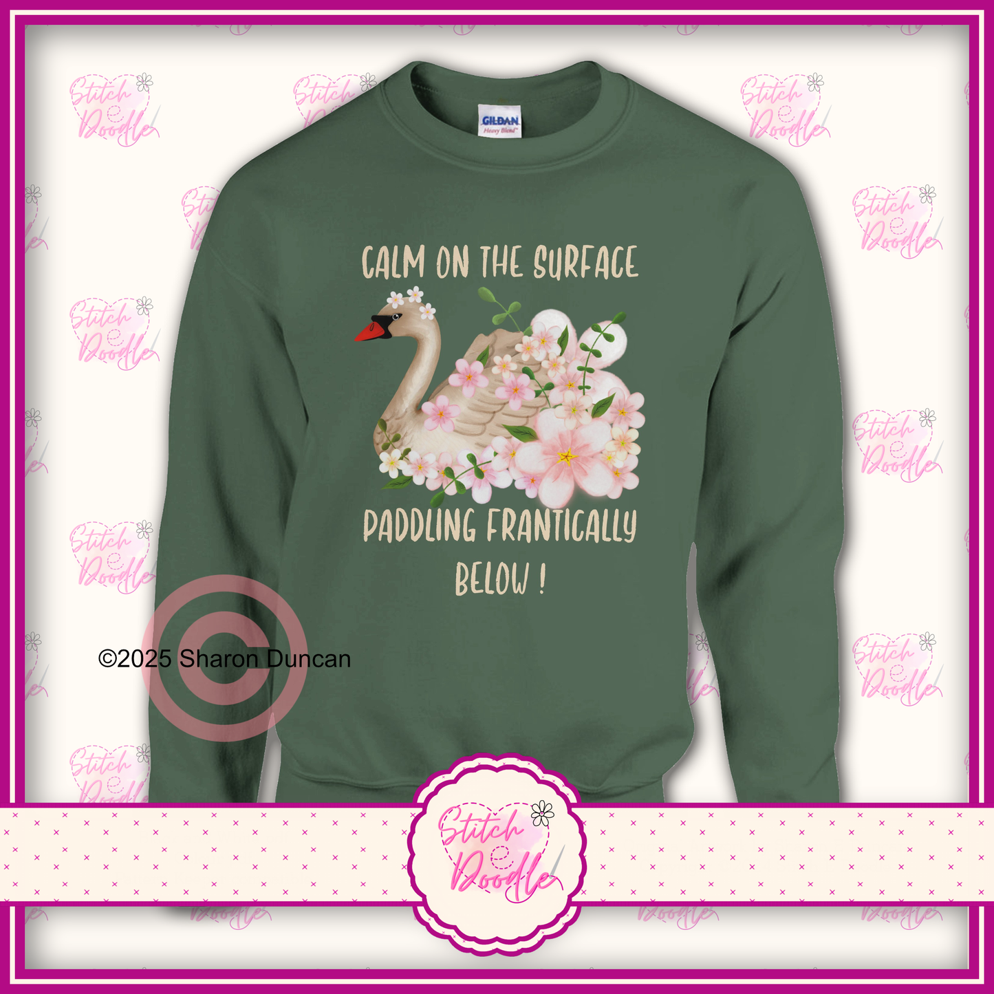 Elegant Swan 'Calm on the surface ... ' Classic Unisex Crewneck Sweatshirt.  50/50 Cotton/Polyester