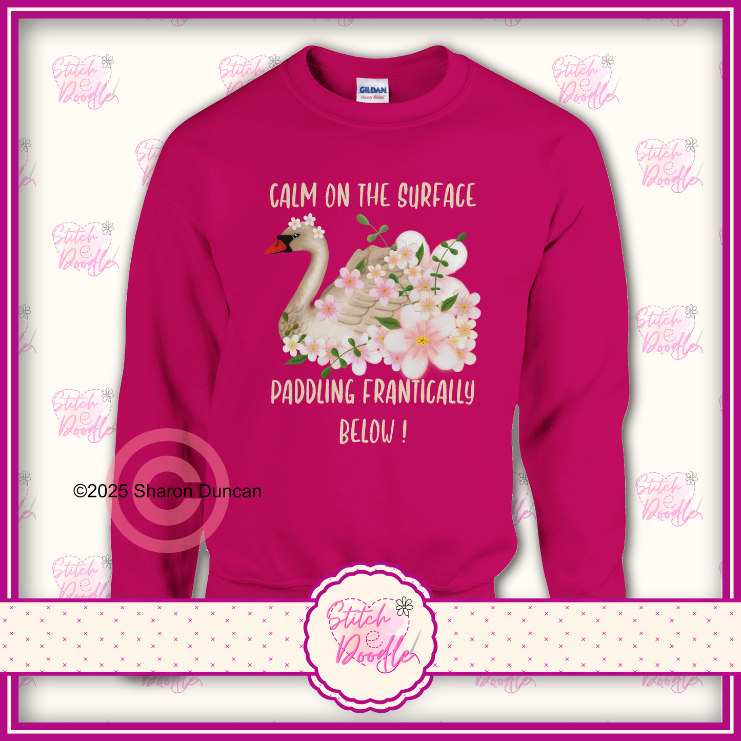 Elegant Swan 'Calm on the surface ... ' Classic Unisex Crewneck Sweatshirt.  50/50 Cotton/Polyester