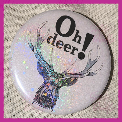 Tote Bag with Coordinating Badge.  Hanging on for deer life.