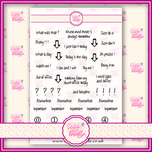 Sticker Sheet - Inner Thoughts - 49 stickers