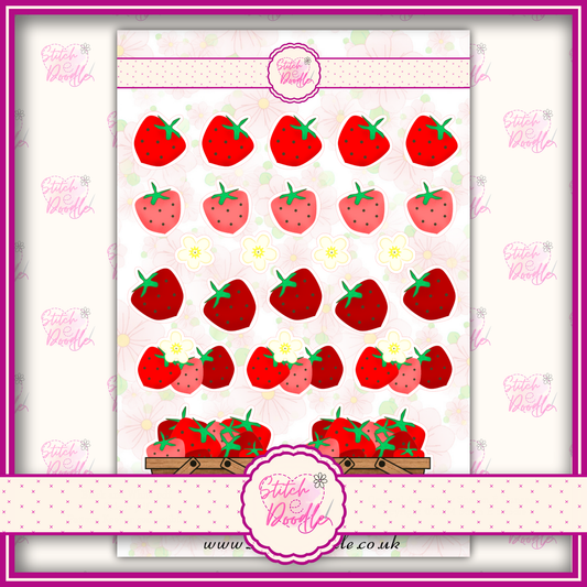 Sticker Sheet - Strawberries - 20 stickers