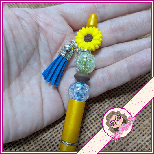Sunflower Sparkle Handmade Pen with Tassel - Ideal Gift