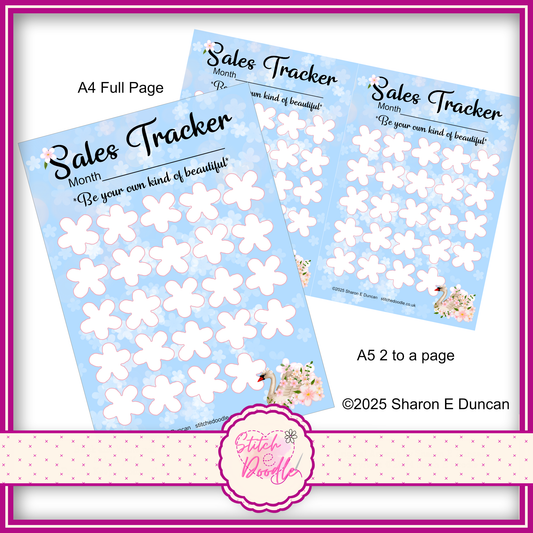 ELEGANT SWAN Small Business Sales Tracker - 24 spaces - Perpetual - DIGITAL DOWNLOAD