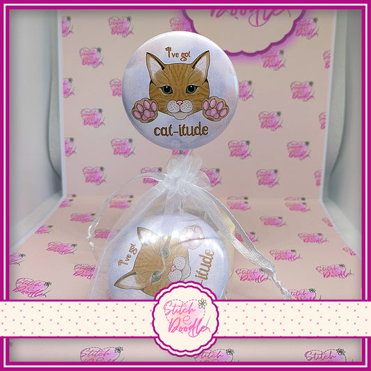 Button Badge.  I've got cattitude - Toe Beans Collection