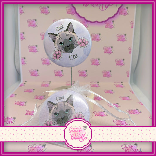 Button Badge.  Cool Cat - Toe Beans Collection