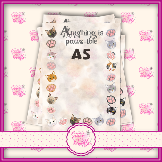 Toe Beans Anything is Paws-ible A5 Notepad - 50 sheets un-coated 100 gsm paper