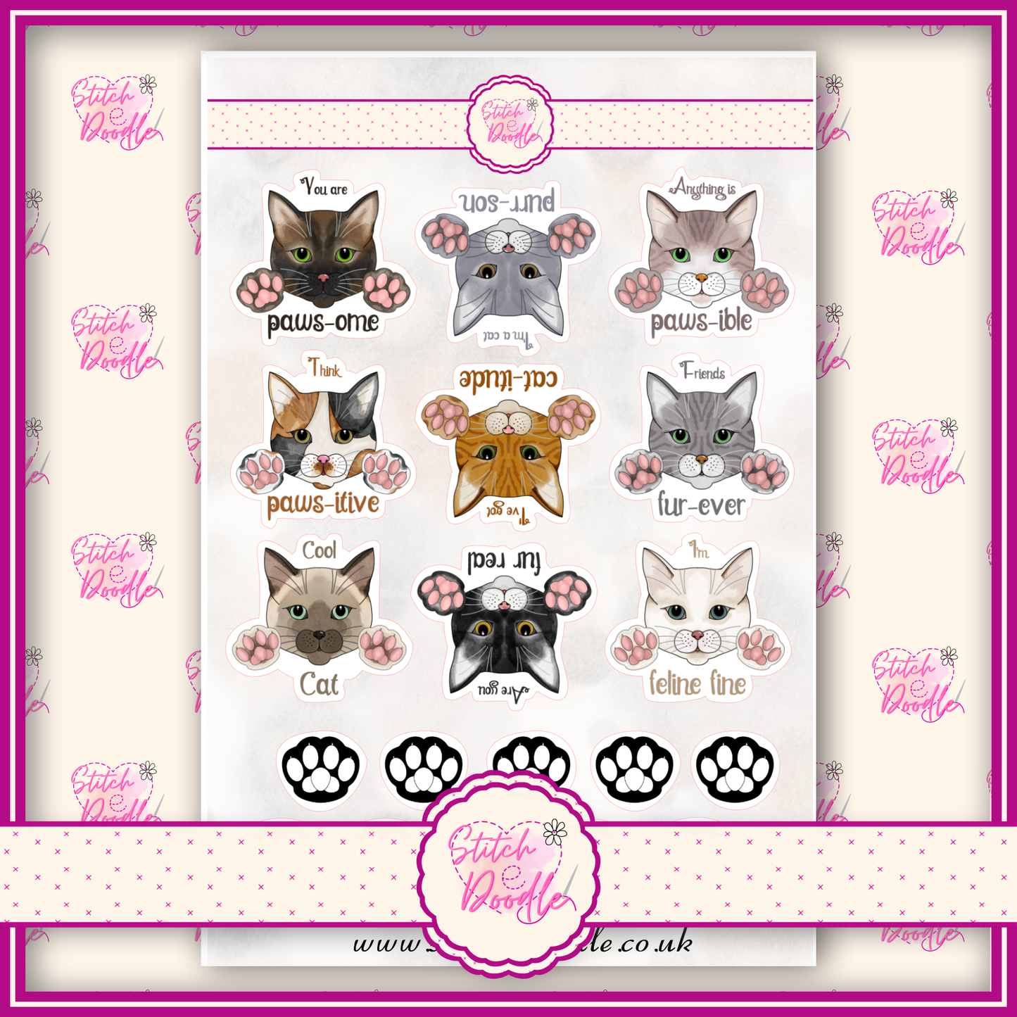 Sticker Sheet - Toe Bean Puns - 19 stickers