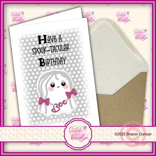 Too Cute To Spook Birthday Card - Boo the Ghost