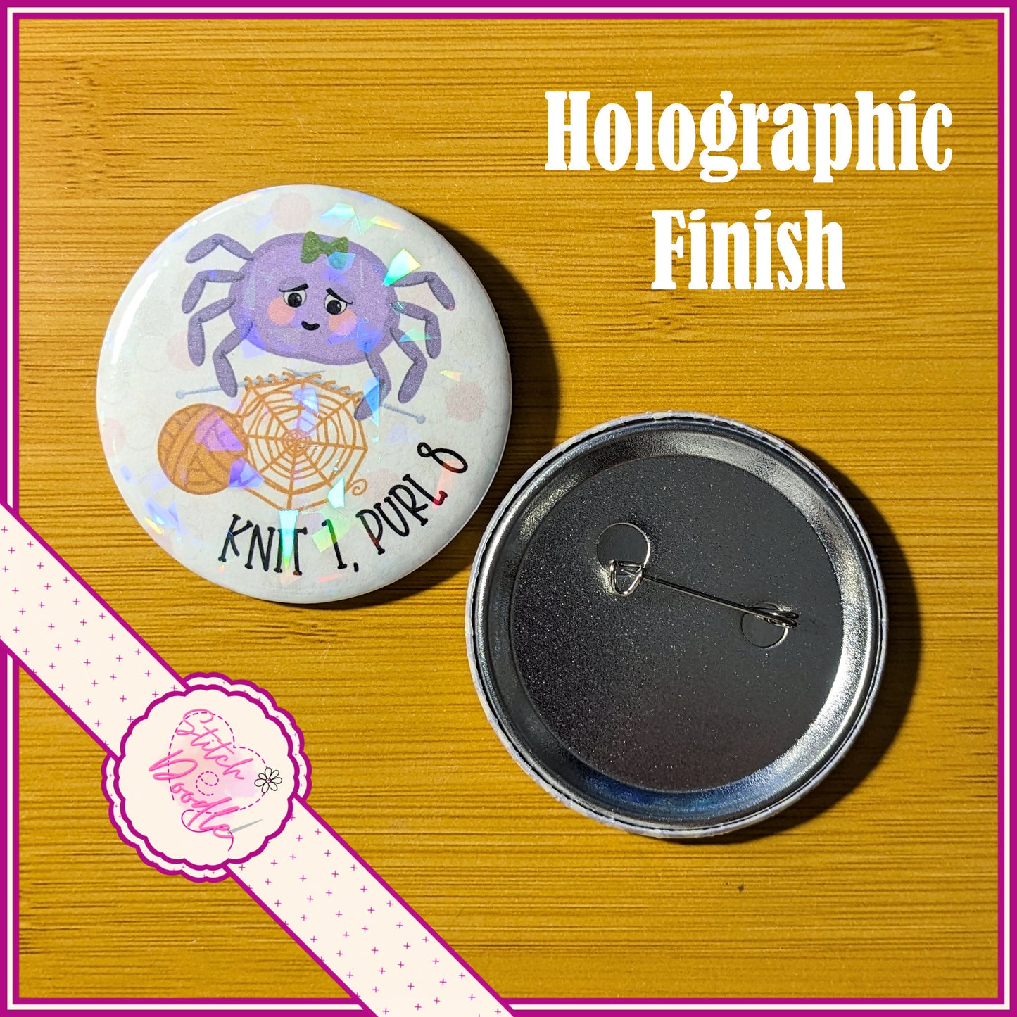 6 Too Cute To Spook 58mm Pin Badges, Holographic Button Badge Collection