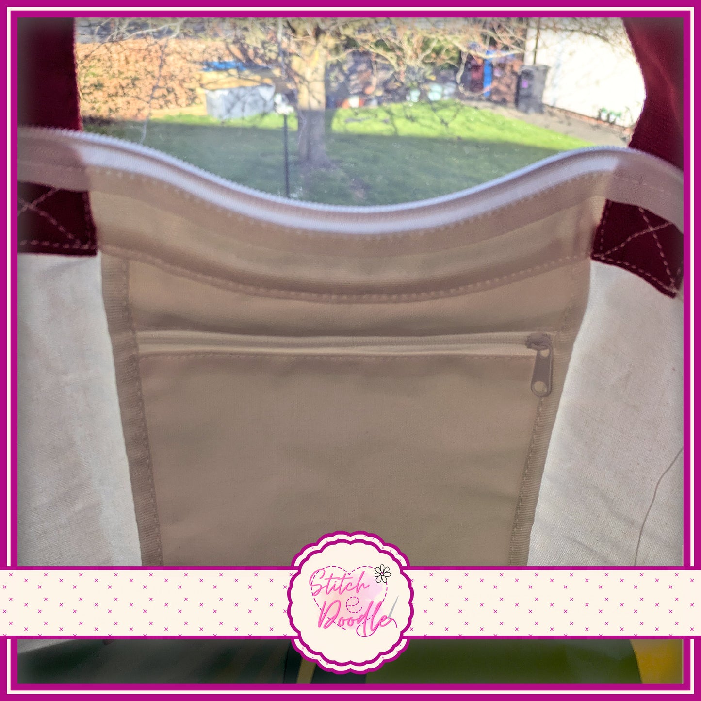 *LAST ONE*  Nouveau Rose zipped tote bag.  Large Shopper.