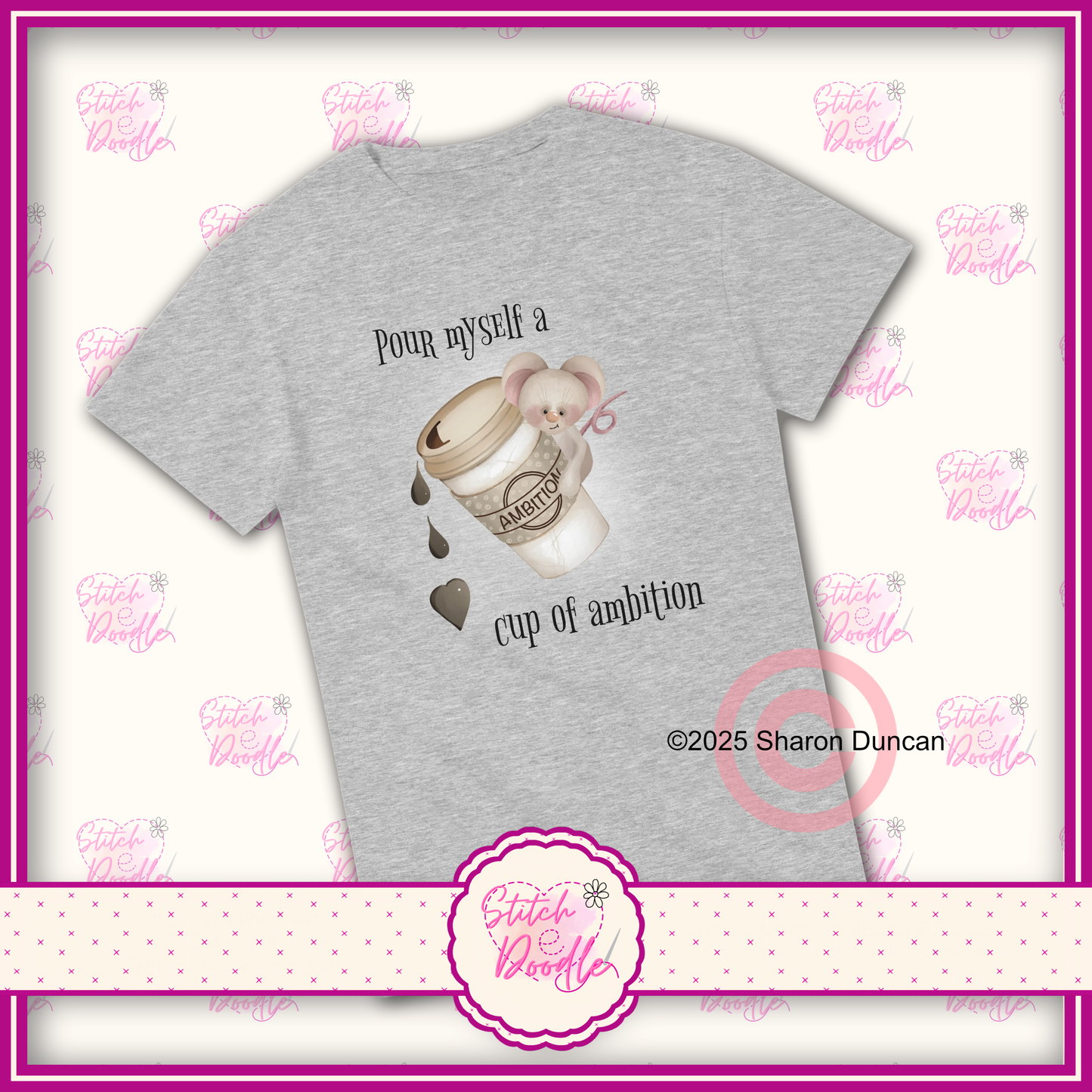 'Pour myself a cup of ambition' Heavyweight Unisex Crew neck T-shirt - 100% Cotton