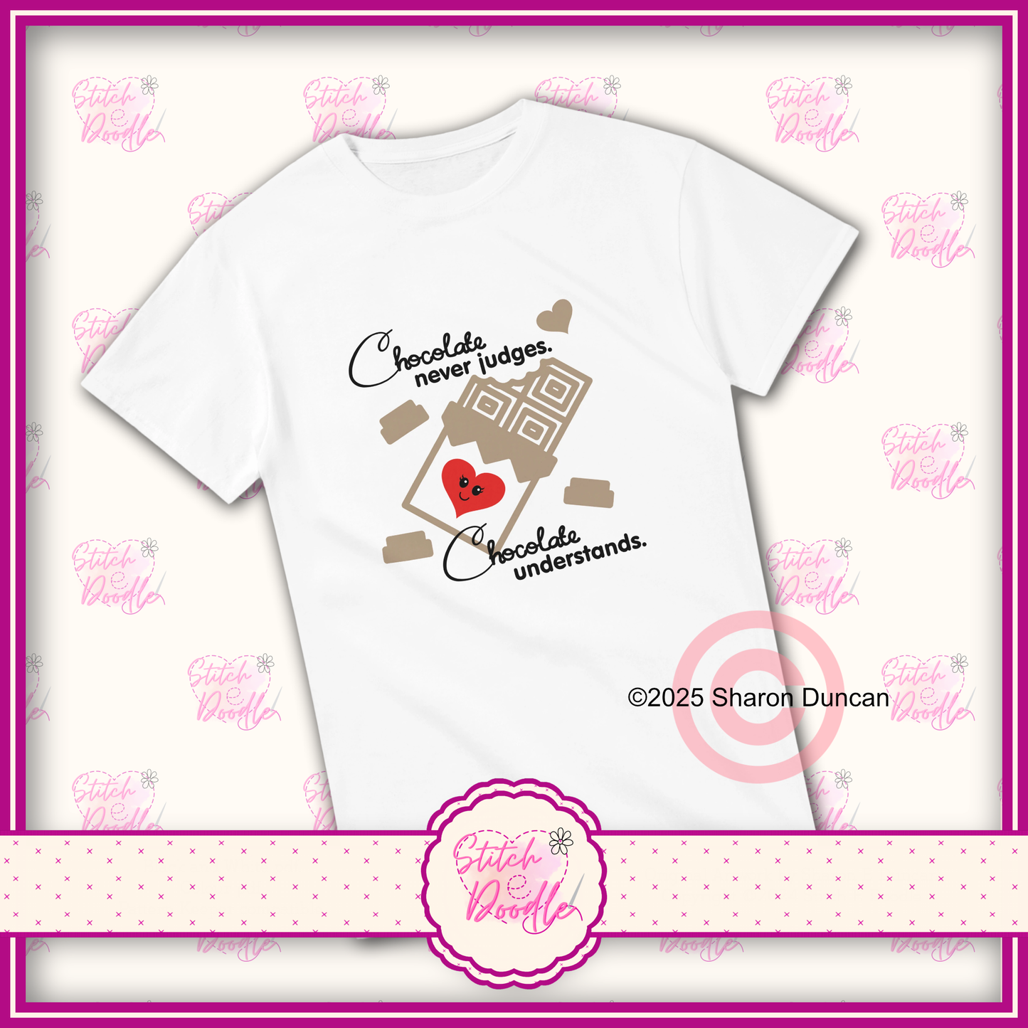 'Chocolate Never judges' Heavyweight Unisex Crew neck T-shirt.  100% Cotton