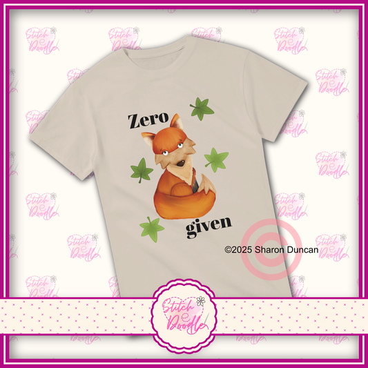 'Zero fox given' Heavyweight Unisex Crew neck T-shirt.  100% Cotton